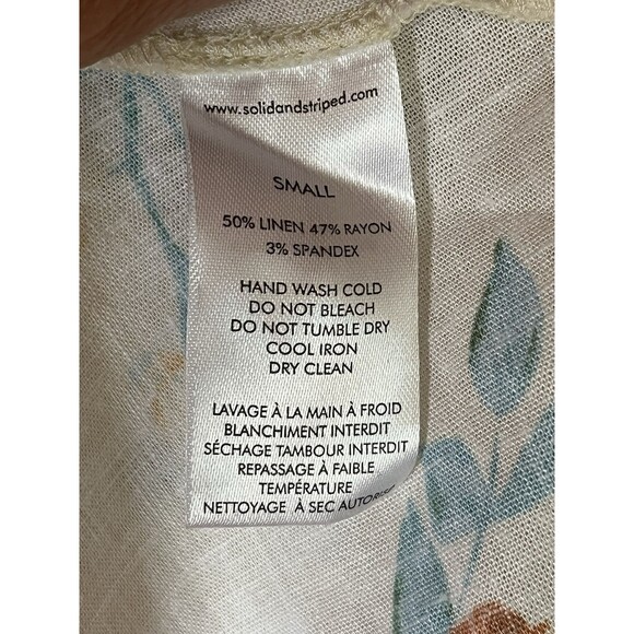 Solid & Striped Linen Summer Floral midi Dress, deep v, Keyhole, Backless, SZ‎ S - Picture 11 of 11